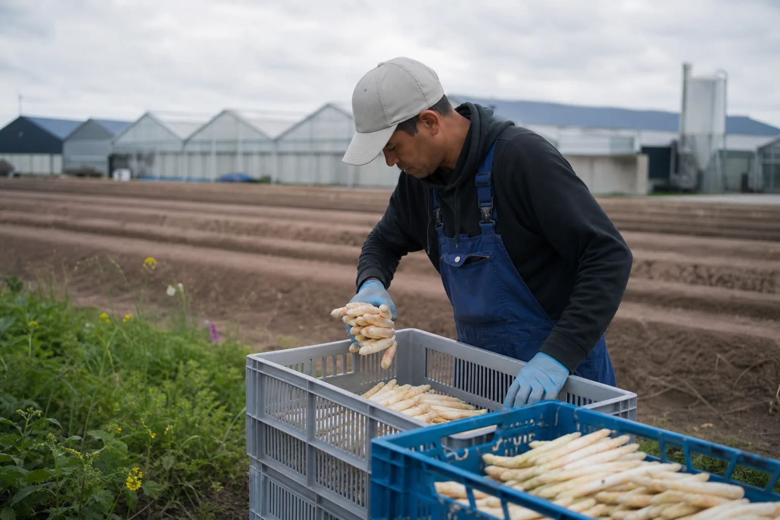Werk op een Nederlands agrarisch bedrijf. Beeld bij het artikel: Hoeveel kost een seizoenskracht je werkelijk per gewerkt uur en per geoogste kilo?